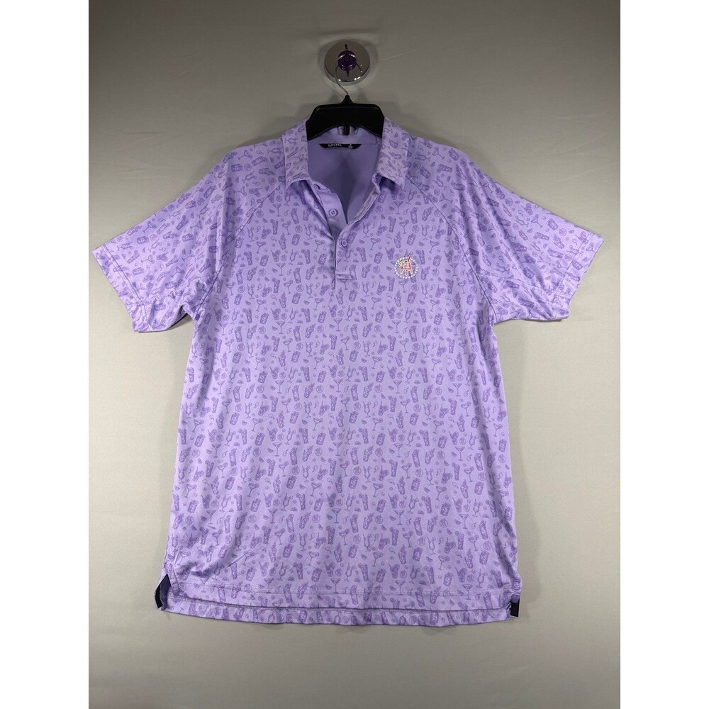 UNRL Barstool Sport Shirt Mens M Purple Golf Performance “Drinks All Over” Print